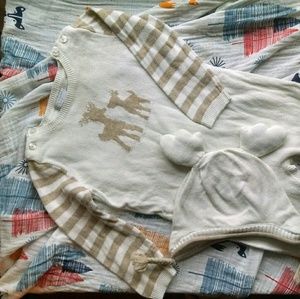 Tahari Deer Sweater one piece and hat